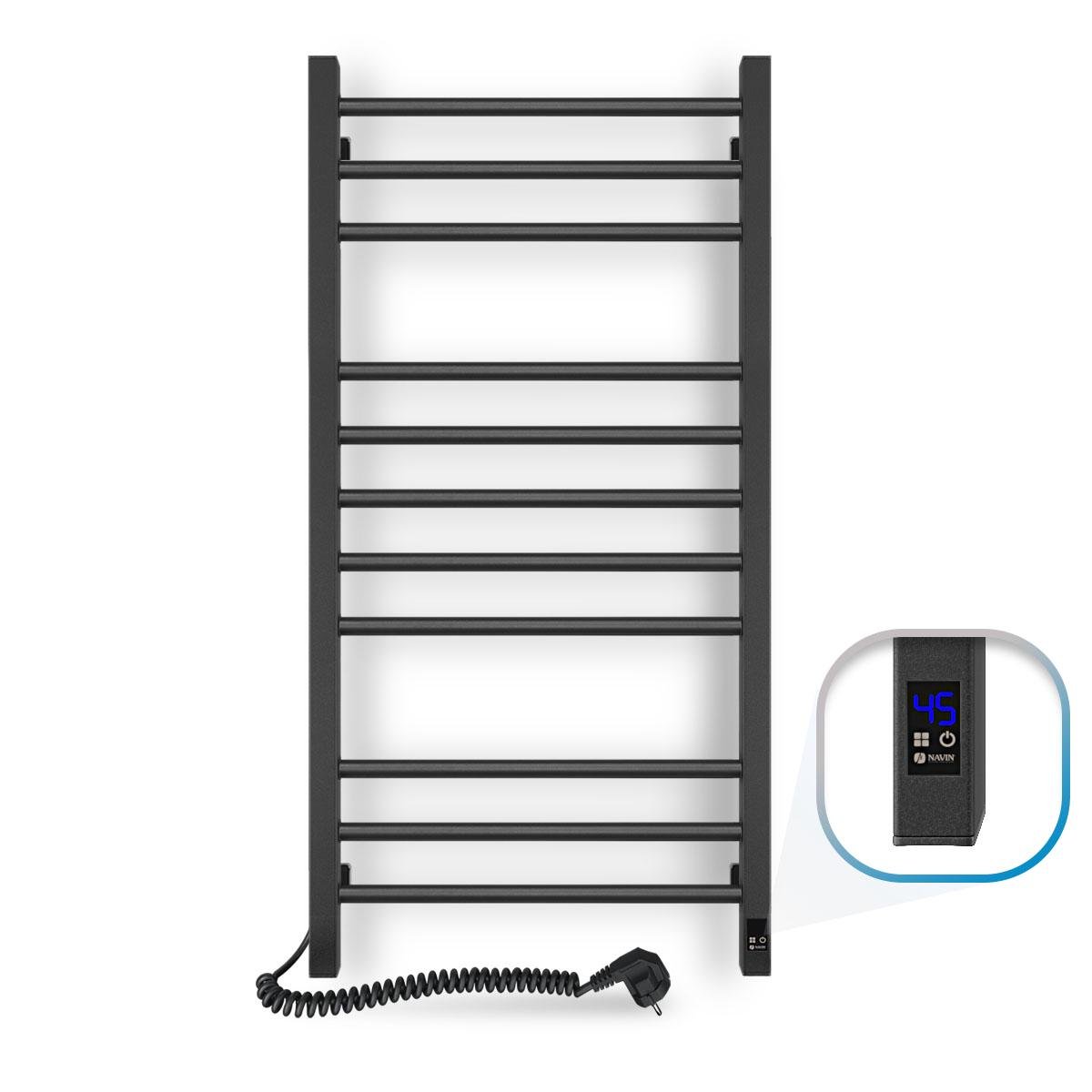 Рушникосушарка електрична NAVIN Класик Квадро Sensor ліва з таймером 500x1000 мм Чорний (S12-216153-5010)