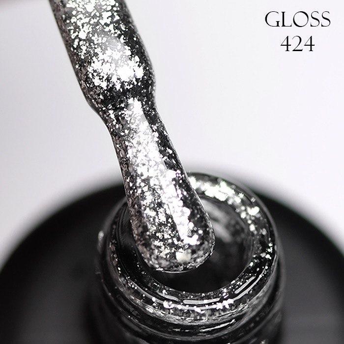 Гель-лак GLOSS 424 с микроблеском 11 мл Серебристый (72418)