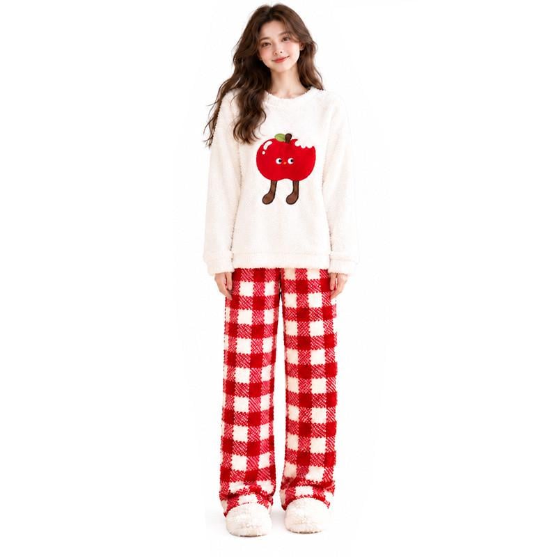 Пижама женская теплая Lesko Apple XL Red (38786843)