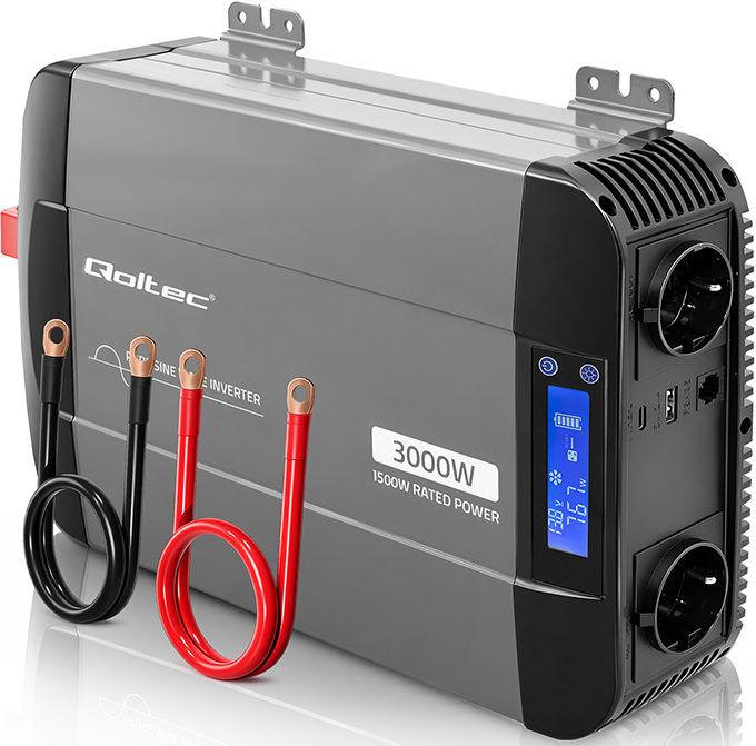 Инвертор автомобильный Qoltec 12В–230В 1500/3000Вт (3172691359)