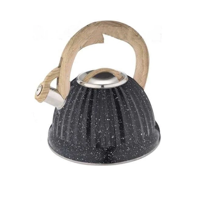 Чайник с наружным мраморным покрытием и свистком н/ж сталь 3 л Черный (MX-00007998E) Чайник с наружным мраморным покрытием и свистком н/ж сталь 3 л Черный (MX-00007998E)