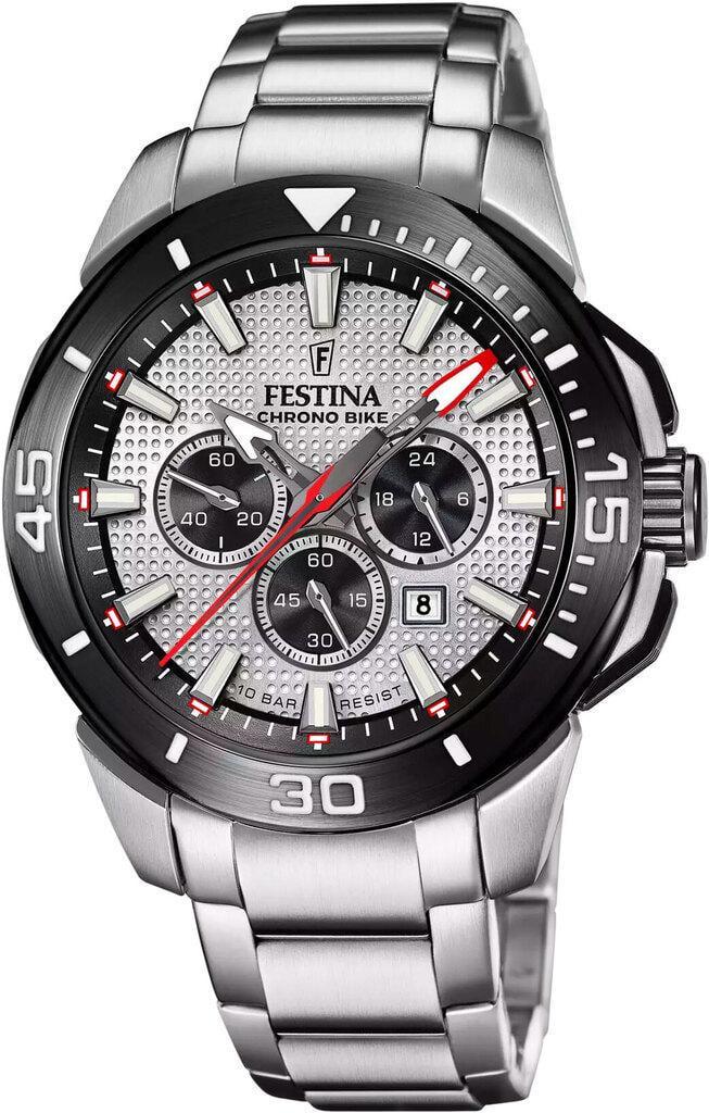 Наручные часы мужские Festina F20641/1 Chrono Bike со стальным корпусом WR 100 м и серебристым циферблатом