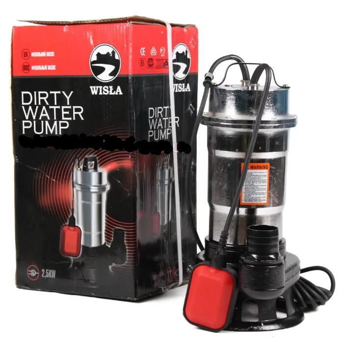 Насос фекальный Wisla WQS 2-2.5 хромированный чугун/нержавеющая сталь для грязной воды/фекалий/сливных ям (30491737)
