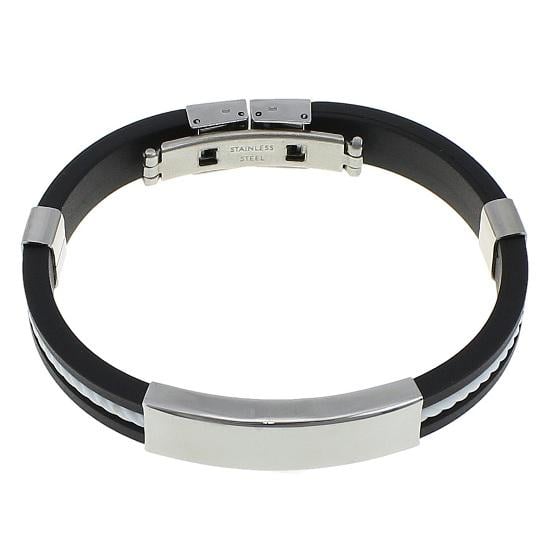 Браслет под гравировку из медицинской стали на силиконовом ремешке 20 см (BSS-002)