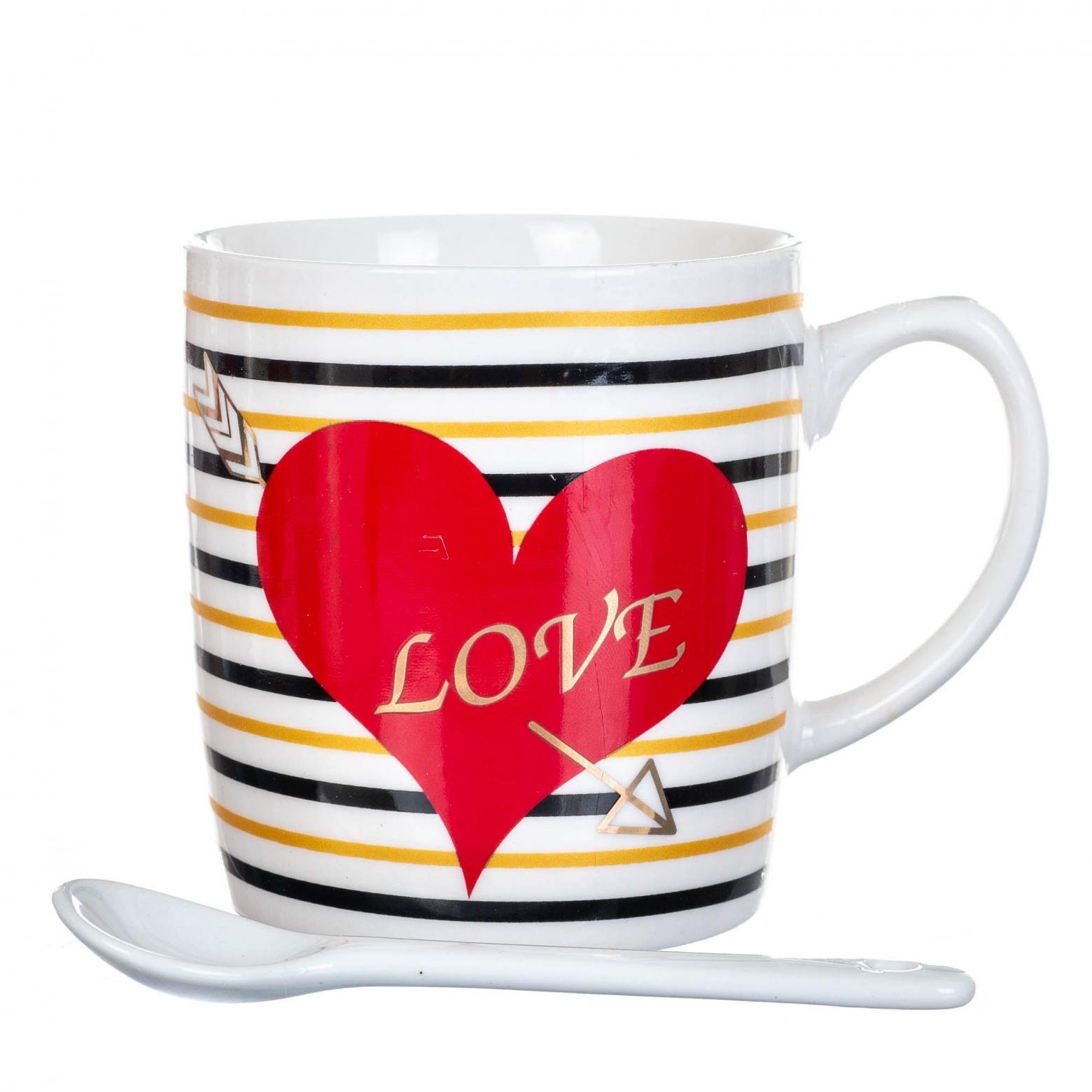 Кружка керамическая с ложкой Elisey Сердце1 200 мл (8201-006) Кружка керамическая с ложкой Elisey Сердце1 200 мл (8201-006)