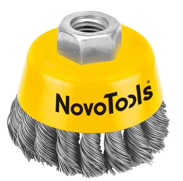 Чашечная проволочная щетка NovoTools NTWB7514ST 75 мм М14 с витой проволокой (22125)