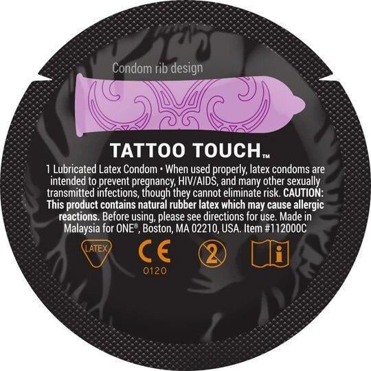 Набір презервативів ONE Tattoo Touch із рельєфом у вигляді тату 100 шт. (ONE112000B) - фото 3