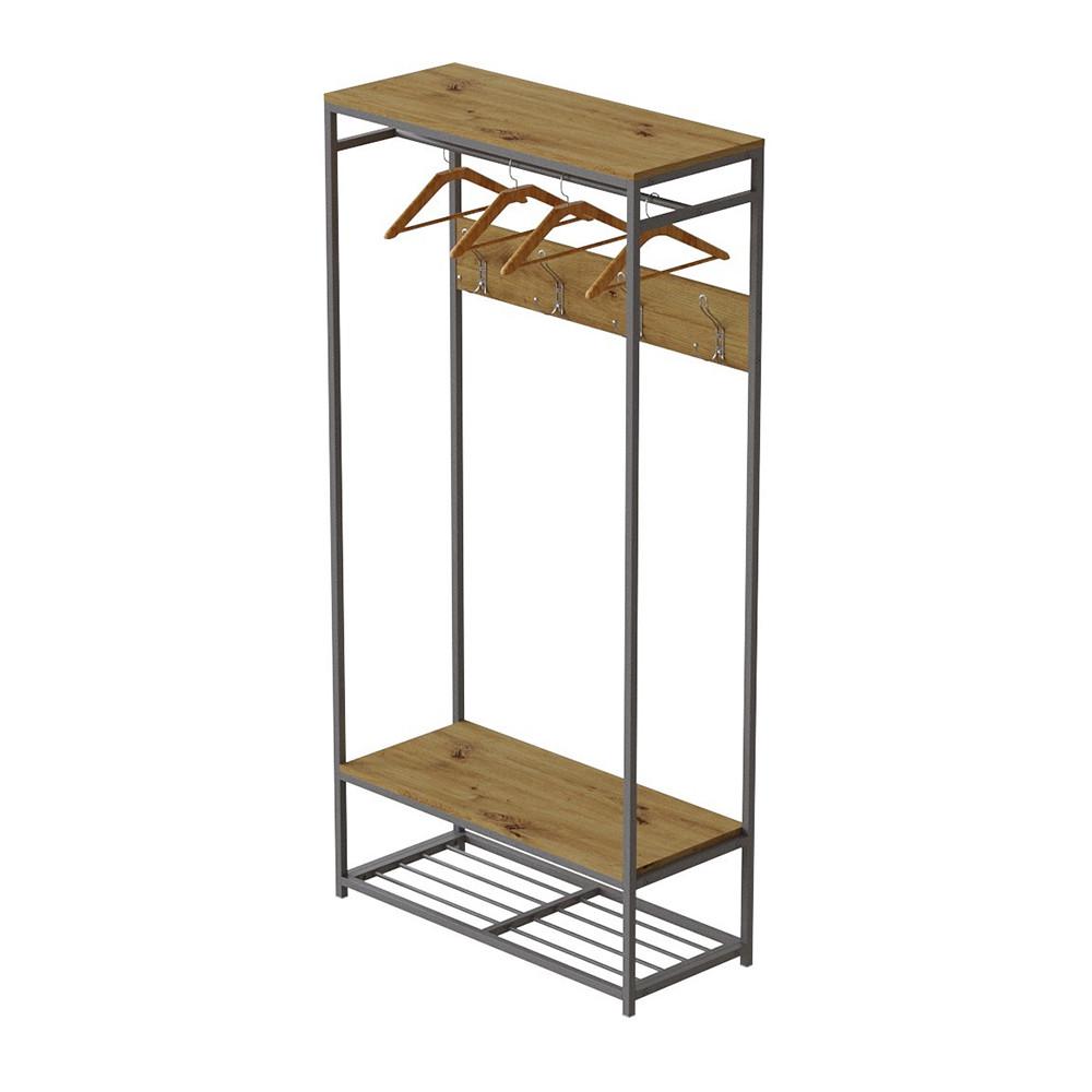 Вешалка модульная напольная Ferrum-decor Трелис 15 ДСП 16 мм 180x90x38 см Серый/Дуб Артизан (FRD-104375)