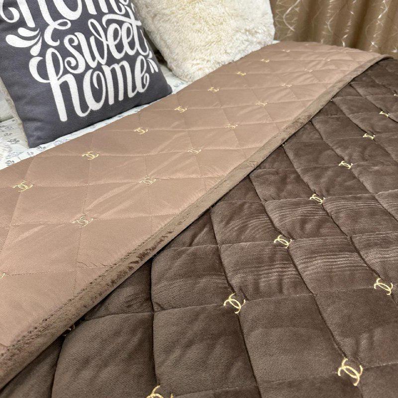 Покривало на ліжко велюрове євро 220x240 см Коричневий (28821679) - фото 6