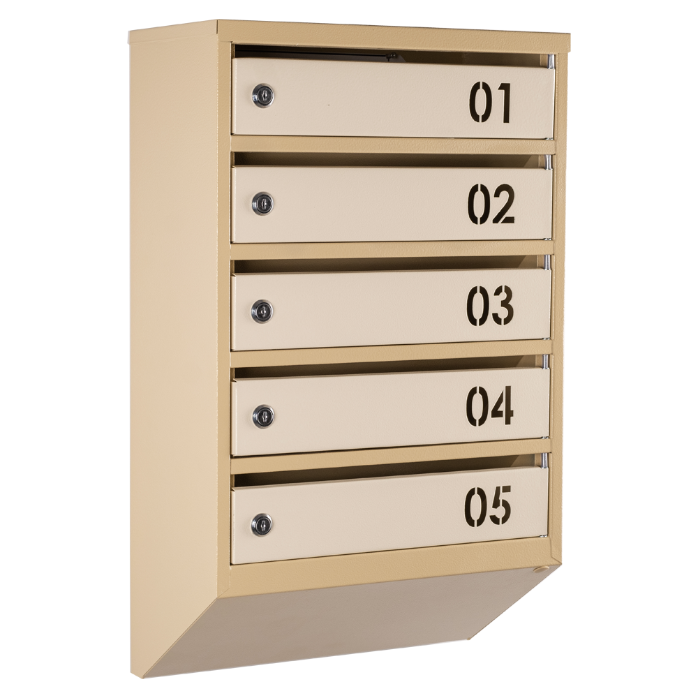 Почтовый ящик многосекционный ЯП05В 5-ячеек с замками Бежевый (21005210)