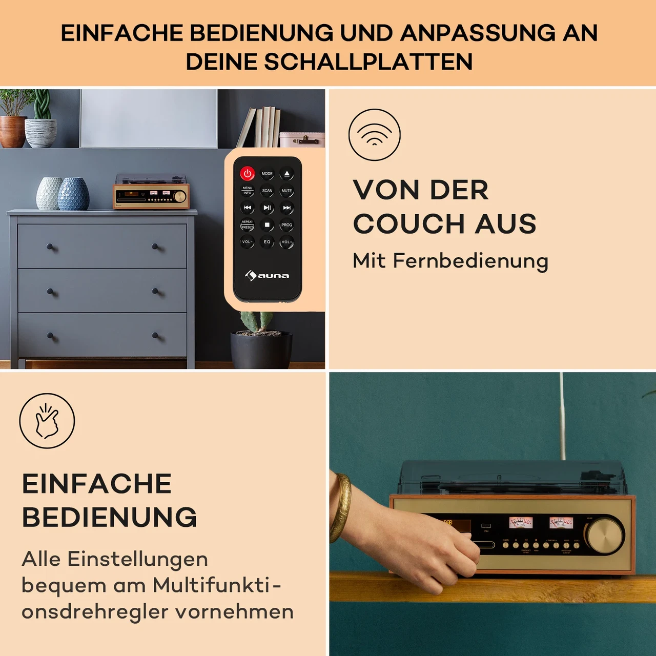 Проигрыватель виниловый Auna Oxford SE Bluetooth USB CD - фото 2 Проигрыватель виниловый Auna Oxford SE Bluetooth USB CD - фото 2