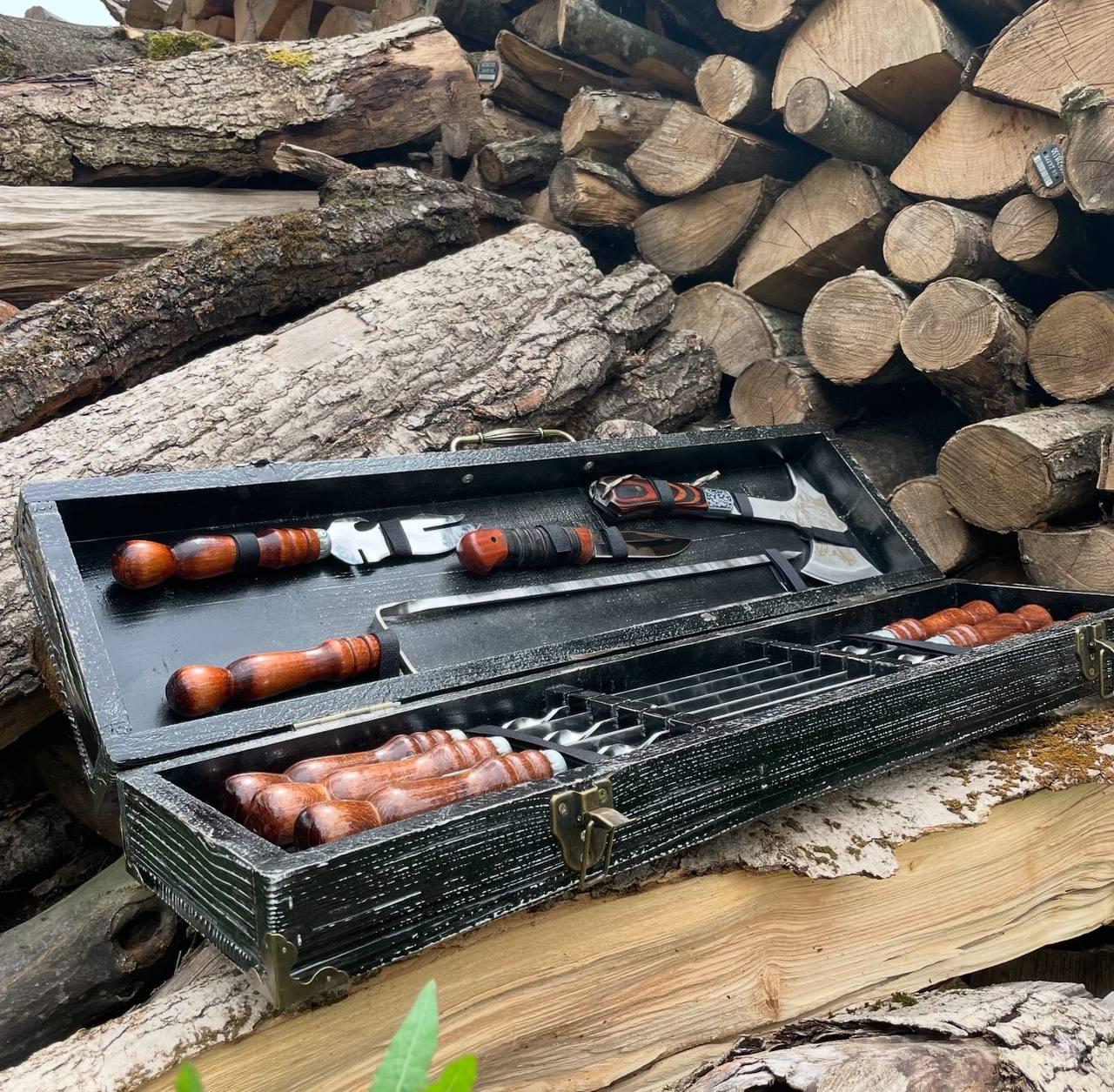 Набор шампуров Хищник-Profi-Box ручной работы в кейсе (19132889)