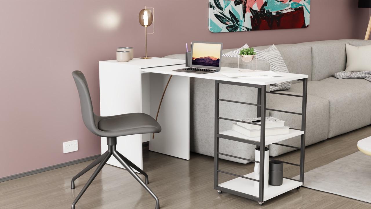 Стіл-тумба трансформер Ferrum-decor Смарт 2/2 метал/ДСП 16 мм 750x1450x600 мм Чорний/Білий (FRD-105102) - фото 9 Стіл-тумба трансформер Ferrum-decor Смарт 2/2 метал/ДСП 16 мм 750x1450x600 мм Чорний/Білий (FRD-105102) - фото 9