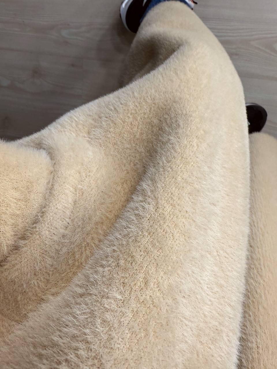 Кардиган женский Fancy Matinee 30740 ангора длинный с карманами OS Бежевый (4869) - фото 4