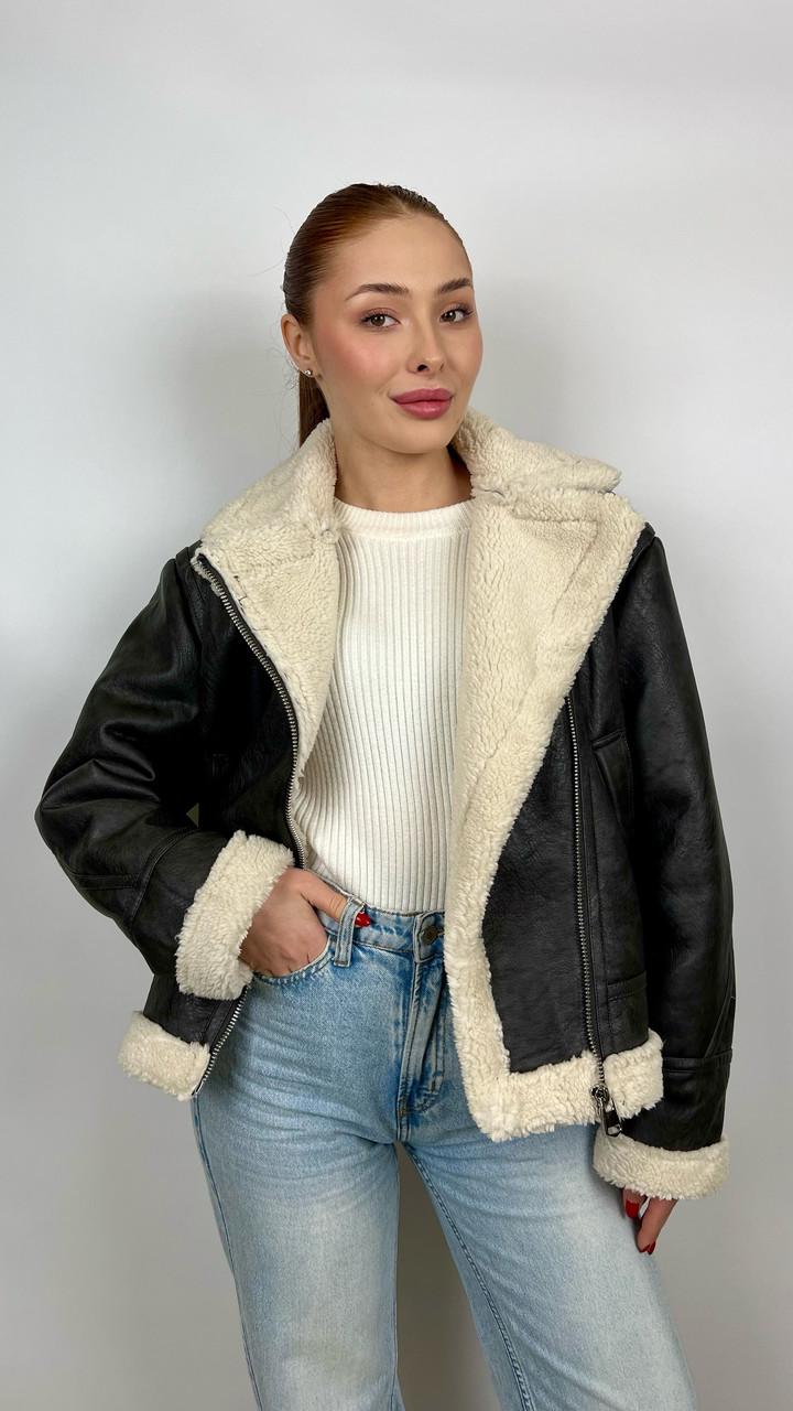 Дубленка женская Бренд #2404-06 L Черный (23918511) - фото 3 Дубленка женская Бренд #2404-06 L Черный (23918511) - фото 3