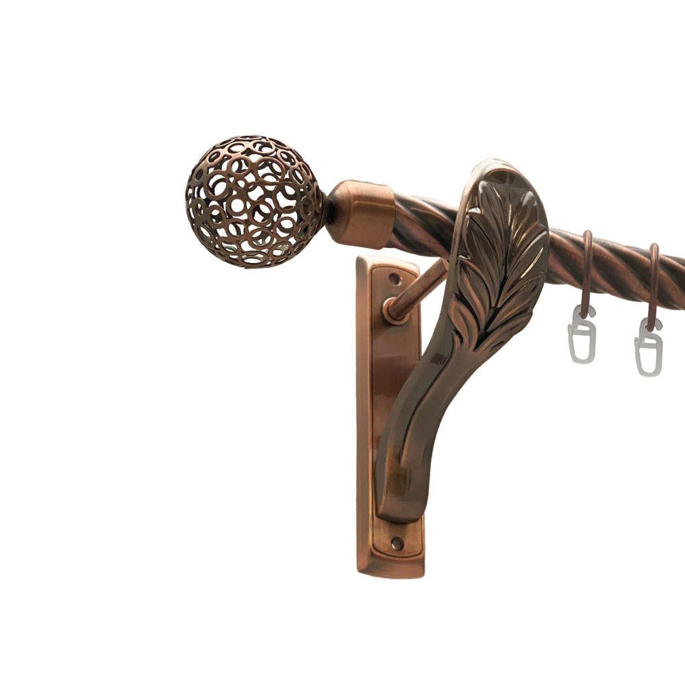 Карниз металлический Orvit Савона однорядный ретро скрученная труба/кольцо металлическое Медь 25 мм 160 см (00-00016370)