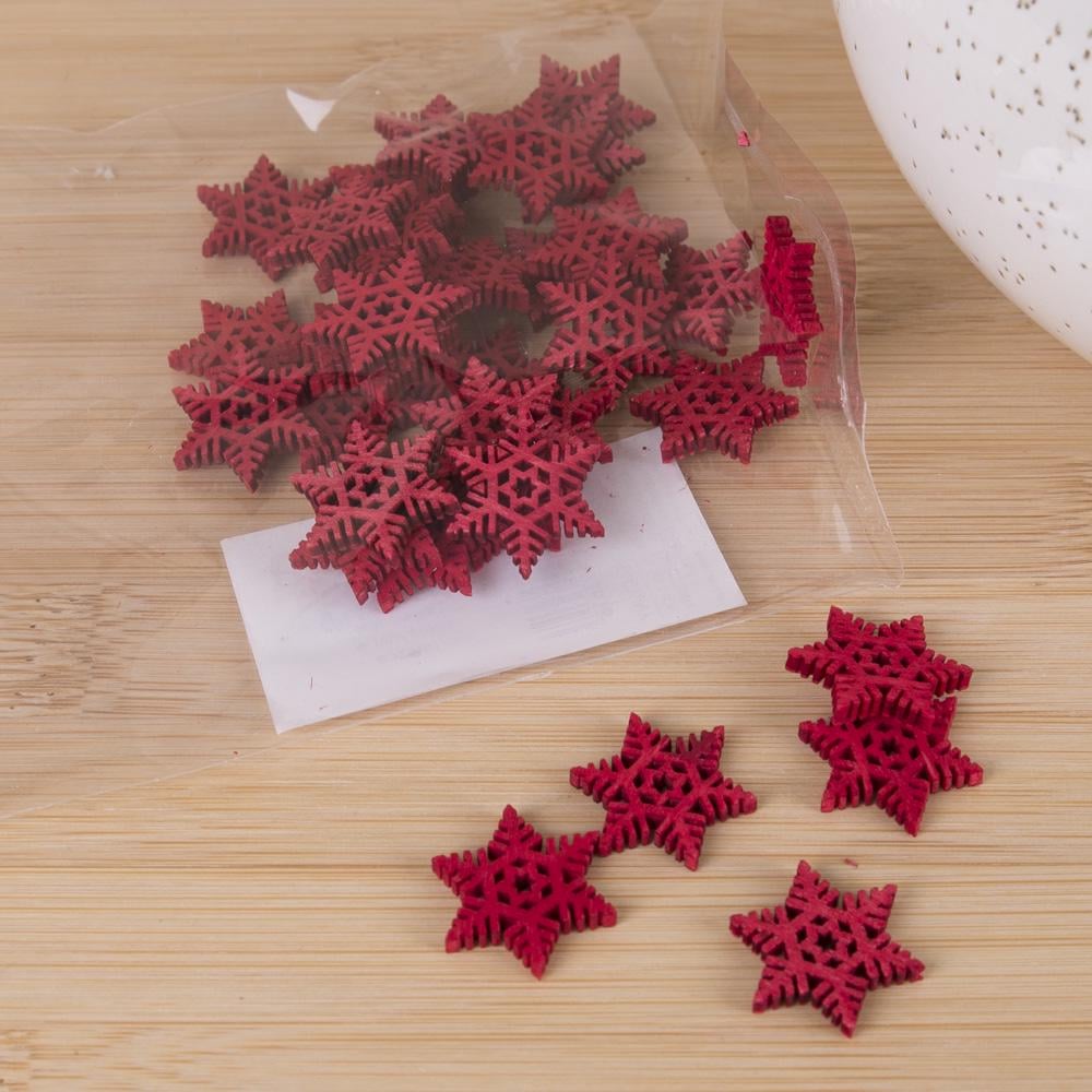 Декор деревянный снежинки Красный (4089-5)