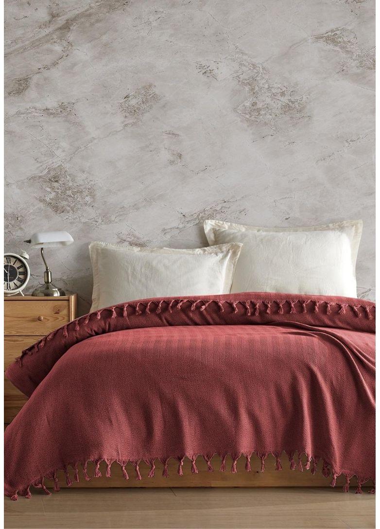 Покривало-плед SARRA бавовна євро 200х230 см Бордовий (TC303376075)