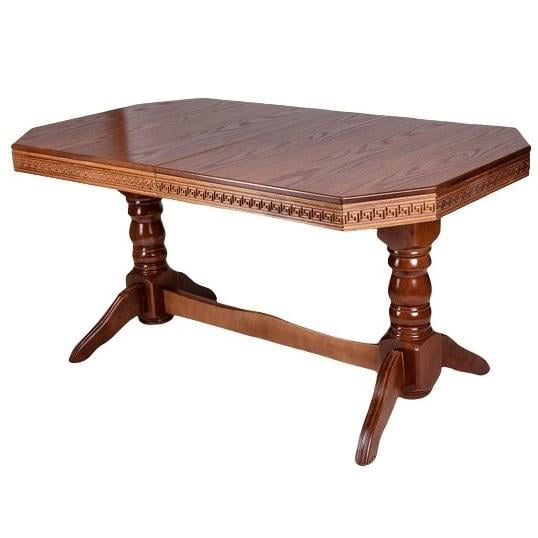 Стіл обідній розкладний Мікс Меблі Буковель 90x160 ( 40) см натуральне дерево/МДФ Горіх - фото 2