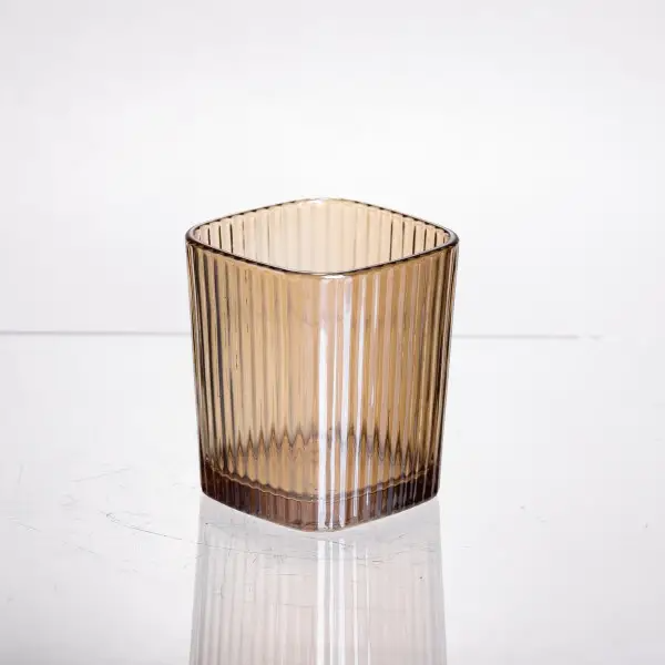 Набір склянок квадратних із товстого скла ребристих 6 шт. по 250 мл Коричневий - фото 3