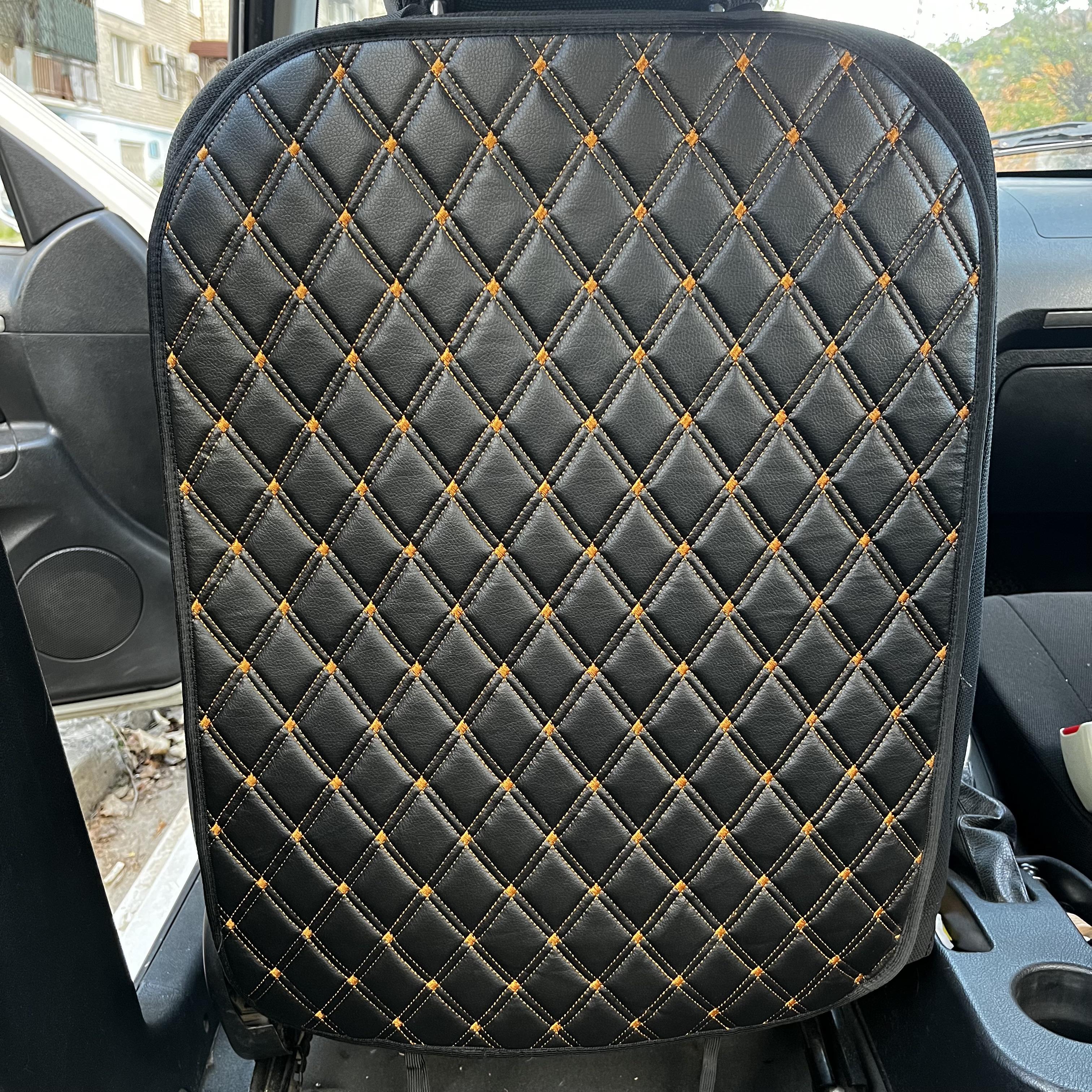 Накидка захисна на спинку переднього сидіння автомобіля з екошкіри 60x45 см без кармана Чорний з жовтим (29882963)