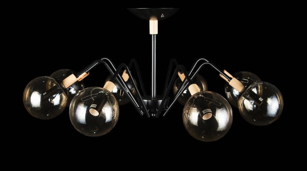 Люстра с плафонами Ray L3610/8 BK+WOOD (IR006563)