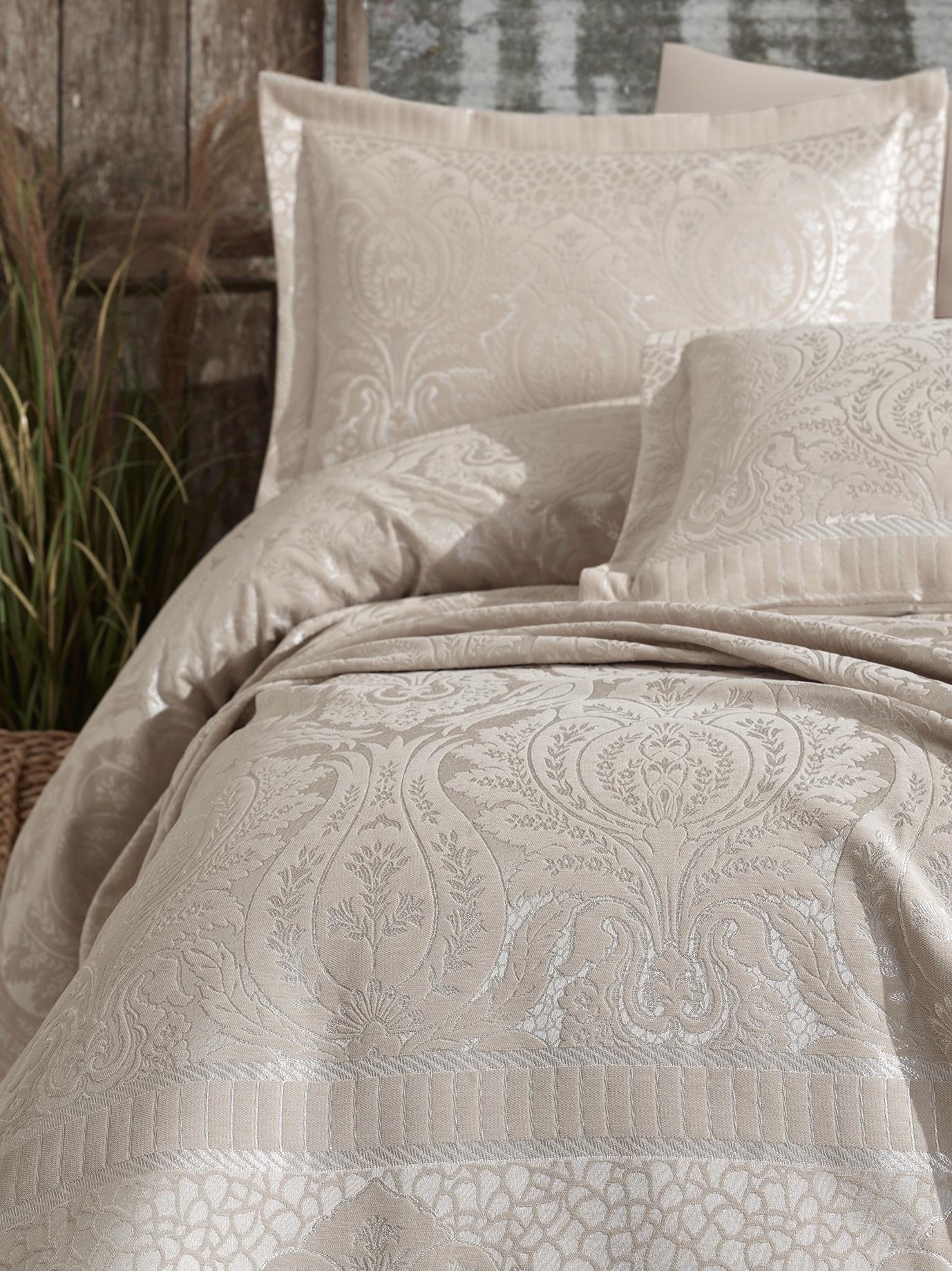 Покривало з наволочками Dantela Vita Hazel жаккард євро Бежевий (13914573) - фото 2 Покривало з наволочками Dantela Vita Hazel жаккард євро Бежевий (13914573) - фото 2