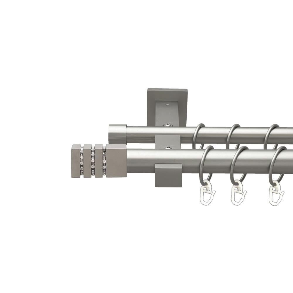 Карниз Orvit Ацтека металевий дворядний техно гладка труба кільце металеве 25/19 мм 160 см Сатин (00-00026345)
