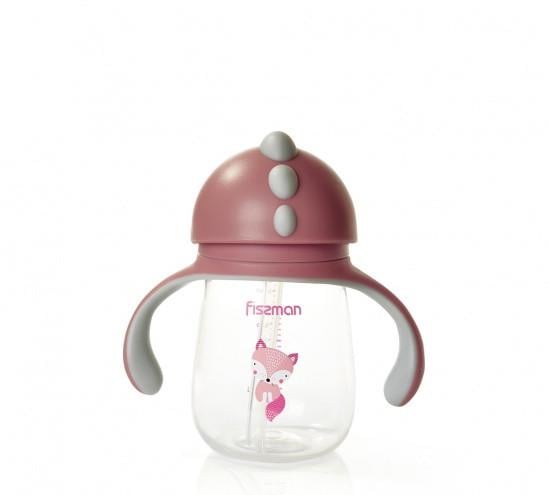 Поильник для напоїв дитячий Fissman 15x8x15 см 260 мл із соломинкою із пластику Бордовий (6903)