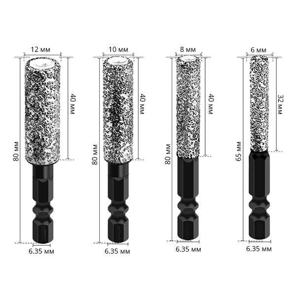 Набор алмазных сверл 4 шт. (C01712) - фото 8 Набор алмазных сверл 4 шт. (C01712) - фото 8