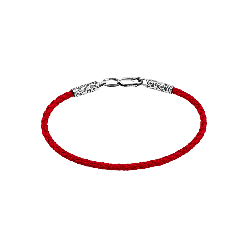 Браслет на красной нити с серебряной застёжкой Браслет на красной нити с серебряной застёжкой