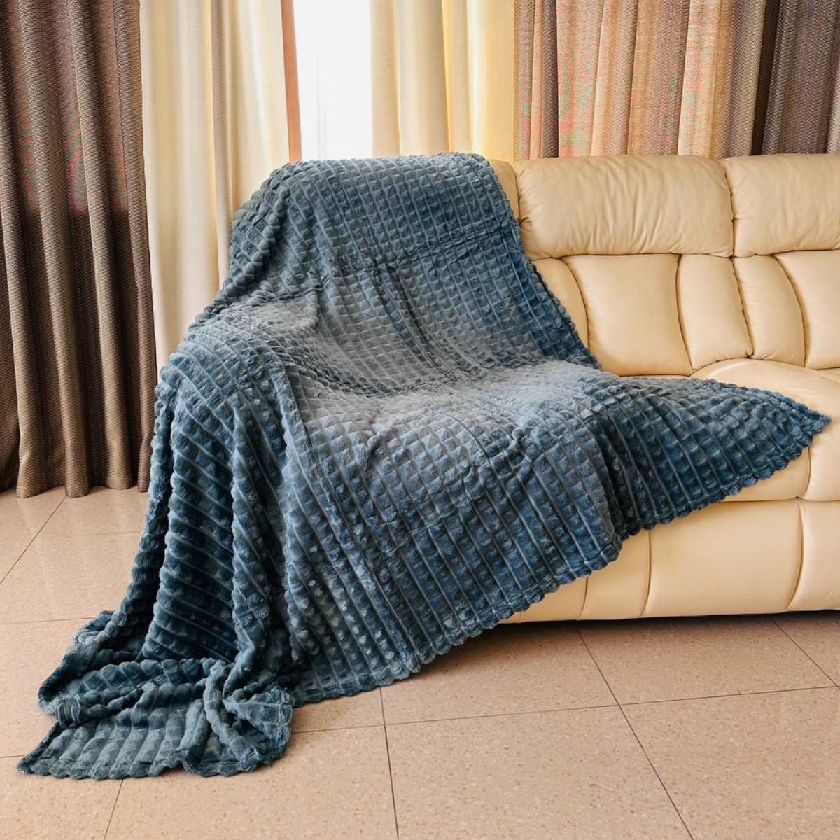 Плед Koloco Крокодил 3D двуспальный 3,5 см 180х200 см Бирюзовый (43185)