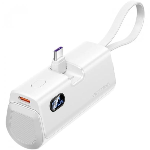 Батарея универсальная Vention FHQW0 4800 мАч 22.5 W PD LED дисплей Lightning USB Type-C White (644589)