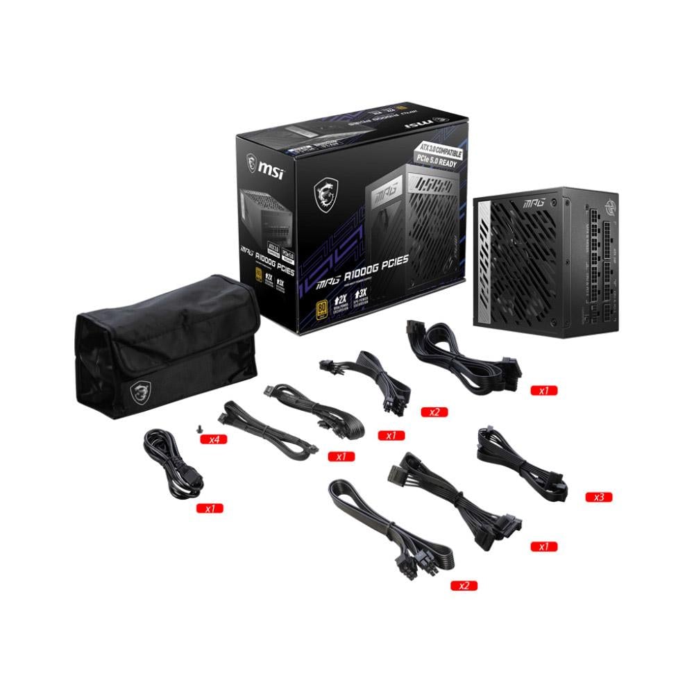 Блок живлення модульний MSI MPG A1000G PCIE5 ATX 3.1 1000W 80+ Gold Black (29424536) - фото 5