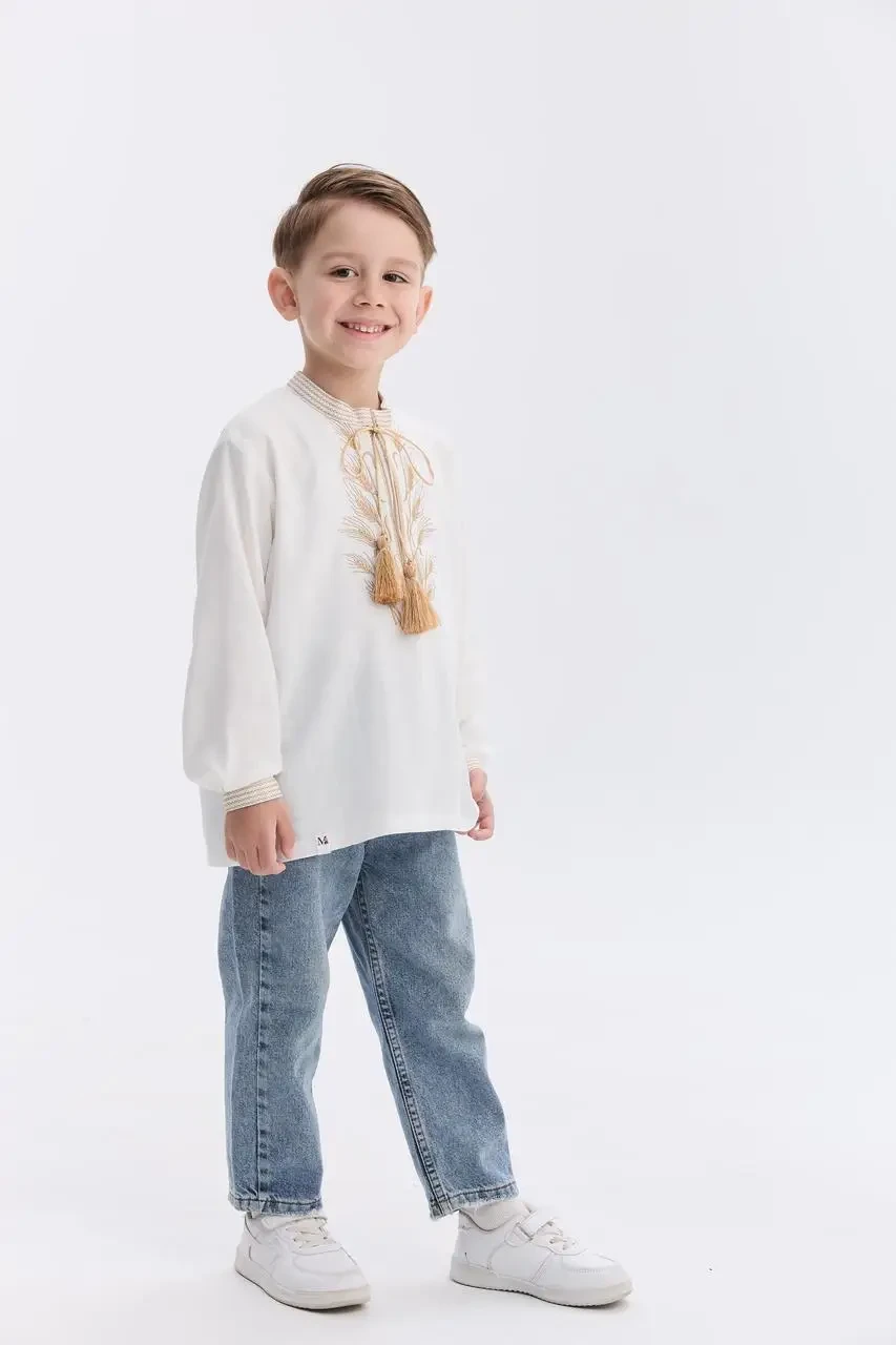Вышиванка для мальчика Колоски 134 см Молочный (2600870804) - фото 3