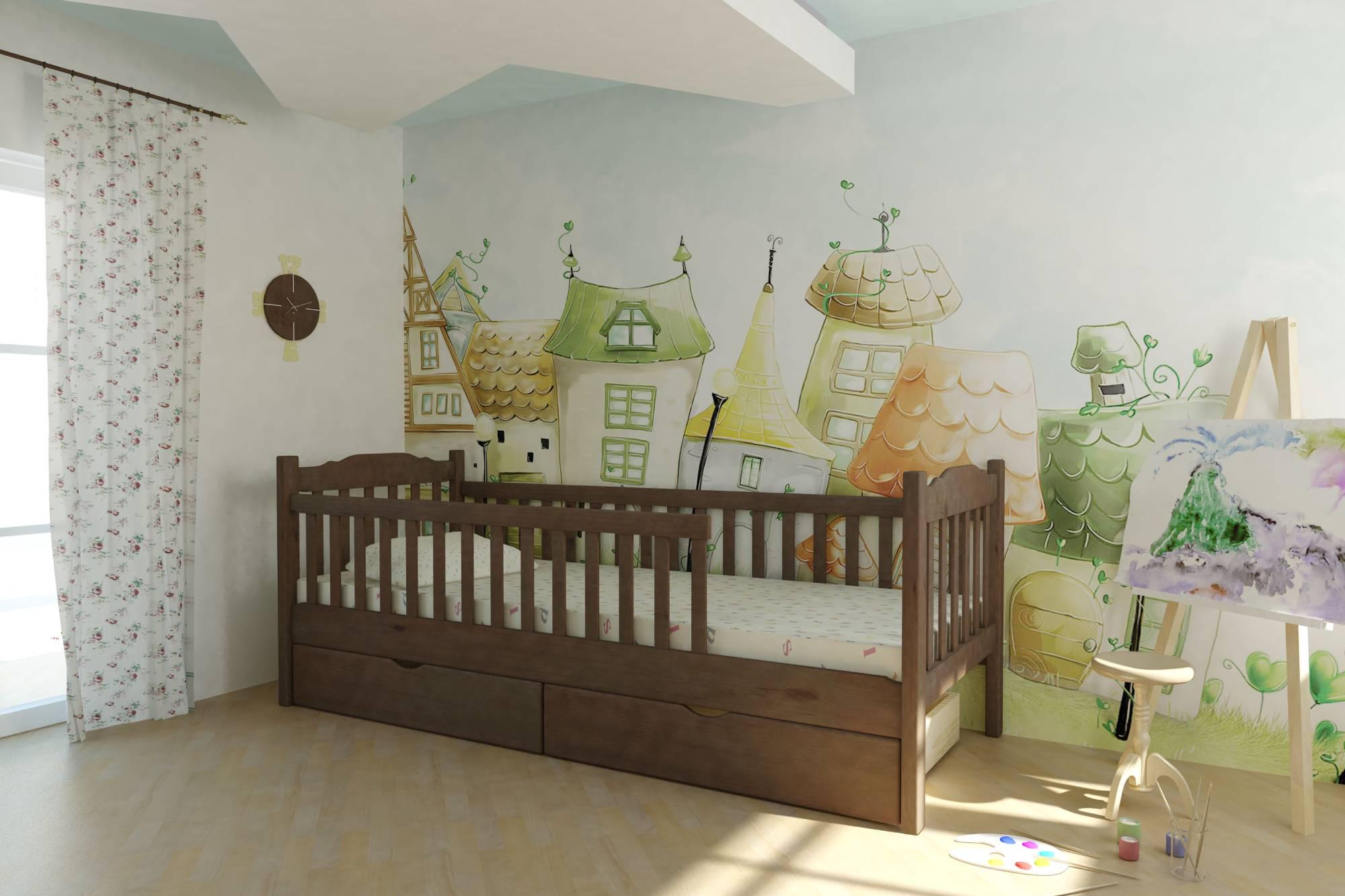 Ліжко дитяче Mebigrand Каріна бортики/ящики 70x190 см Горіх лісовий (MBG-2513) - фото 1 Ліжко дитяче Mebigrand Каріна бортики/ящики 70x190 см Горіх лісовий (MBG-2513) - фото 1