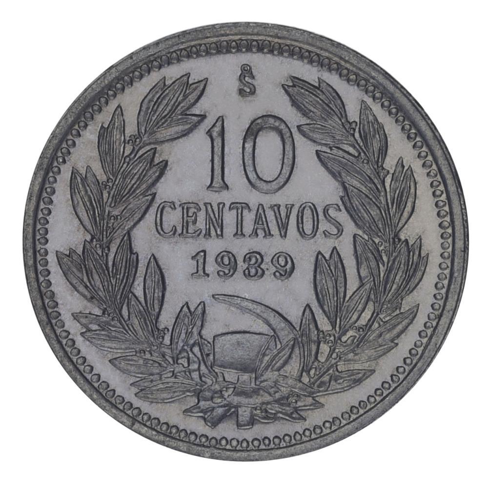 Колекційна монета Чилі 10 сентаво 1939 AU-UNC Птах-Гриф (М22186)