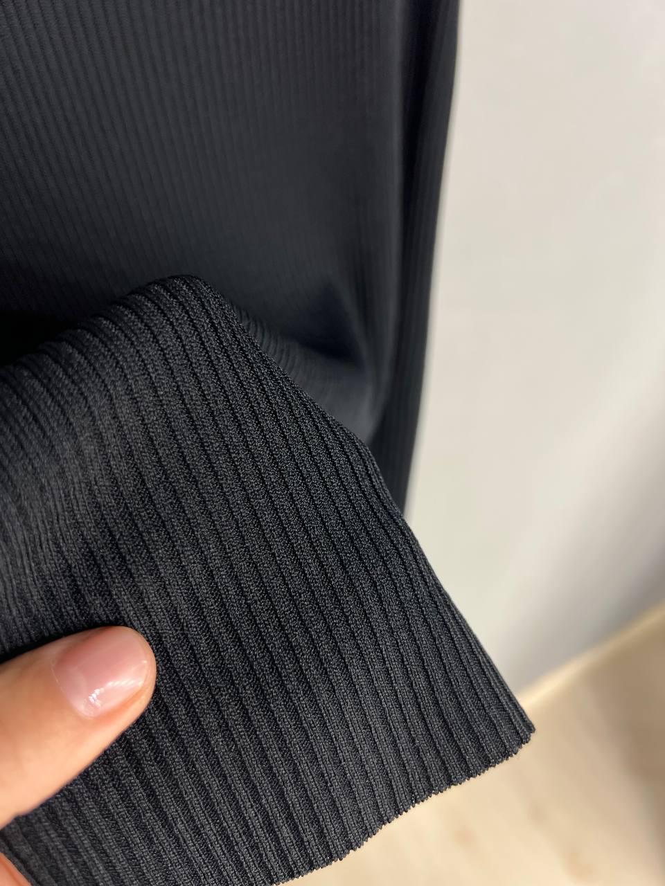 Майка женская A-N 3805 в рубчик с камнями на вырезе OS Черный (26404731) - фото 5