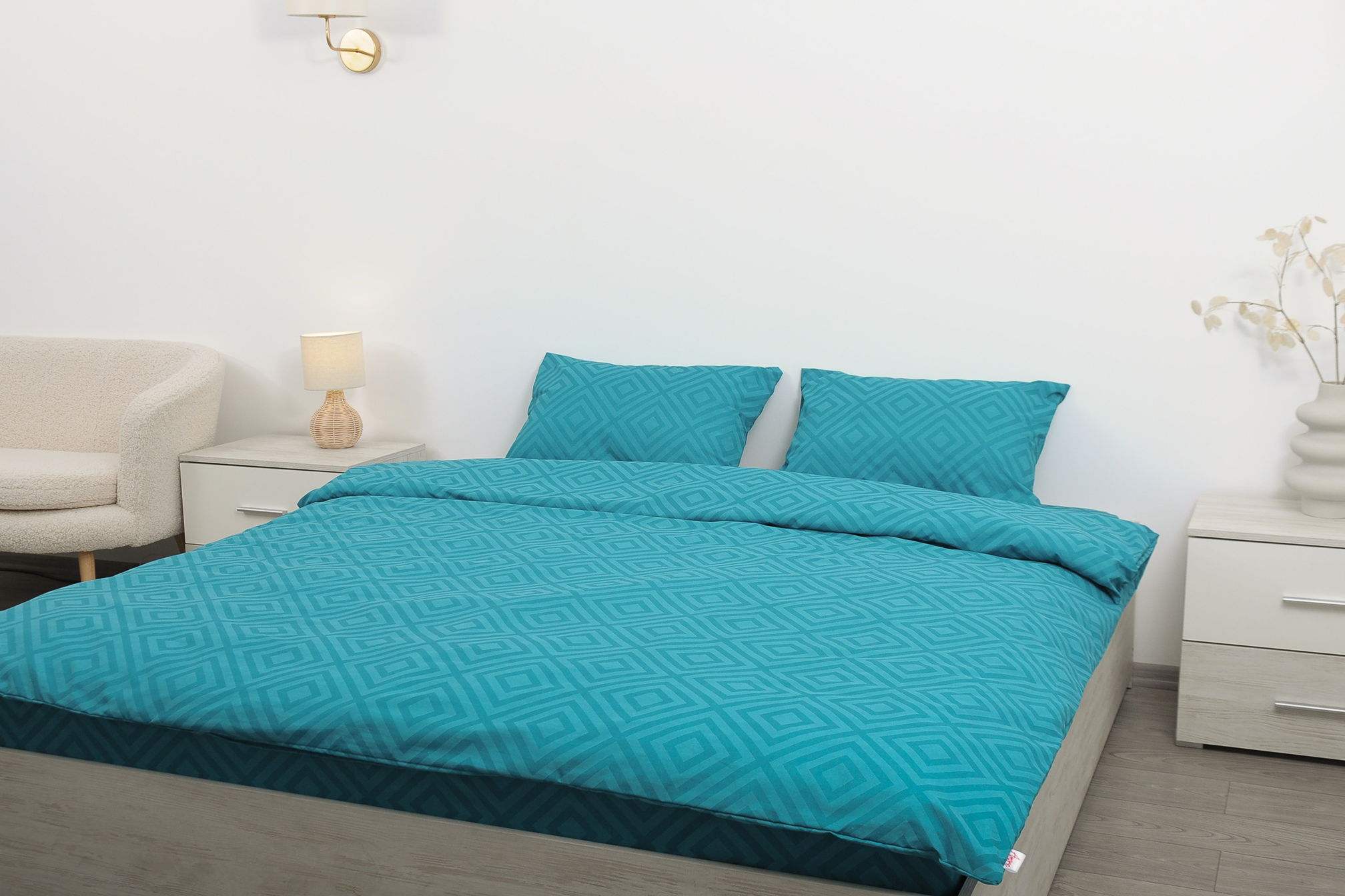 Комплект постельного белья евро Amore Glux-166 бязь Бирюзовый (KPB-Ae-Glux-166(50x70)_) - фото 2 Комплект постельного белья евро Amore Glux-166 бязь Бирюзовый (KPB-Ae-Glux-166(50x70)_) - фото 2