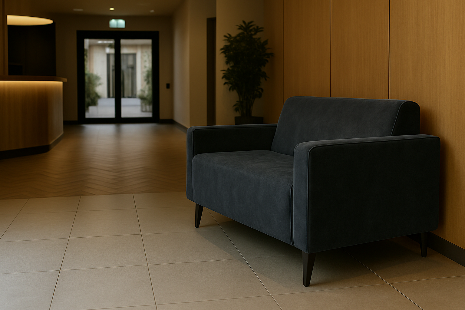 Диван офісний Tobi Sho Тайм з підлокітниками велюр Крокус 1460х680х770 мм Графіт (Графіт/97) - фото 2