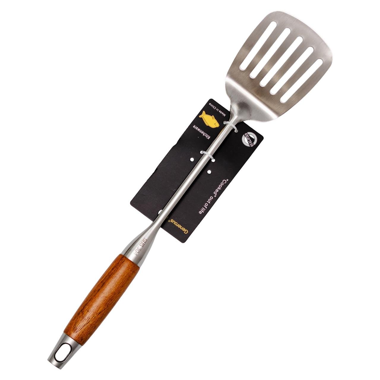 Лопатка кухонная Generous из нержавеющей стали с деревянной ручкой 39 см (HP-8-43) - фото 4