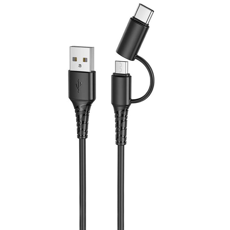 Кабель дата Hoco X54 Cool USB MicroUSB/Type-C 2in1 1 м Black (00000058735_1)