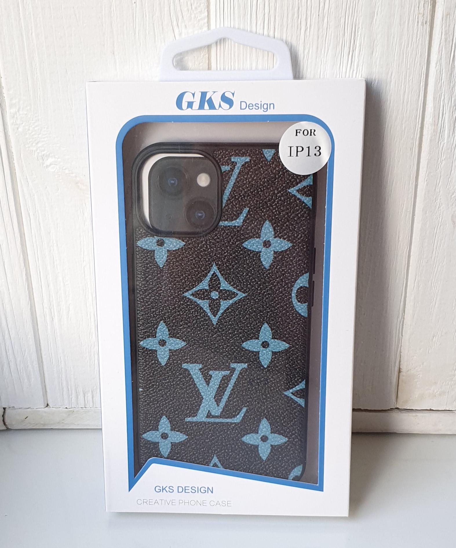 Чехол PRC Louis Vuitton Case (leather) iPhone 13 blue/logo С рисунком Синий - фото 4