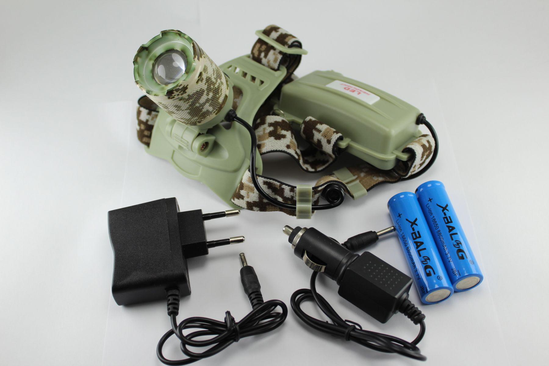 Налобный фонарь Bailong 003M T6 аккумуляторный Хаки