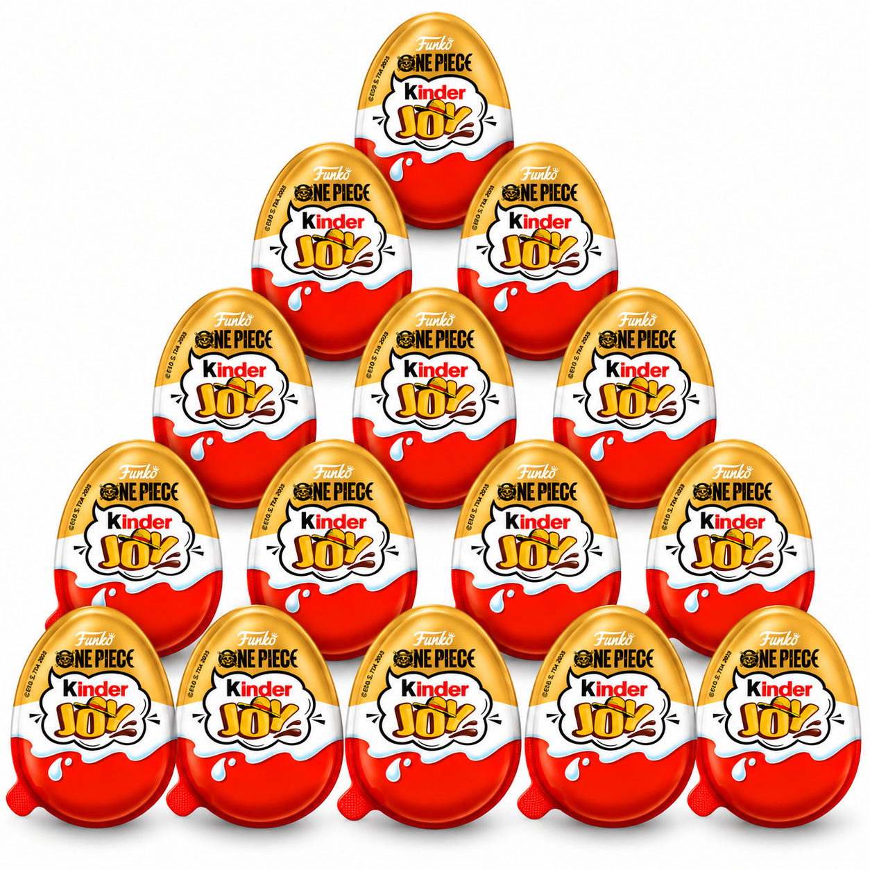 Шоколадные яйца Kinder Joy Funko One Piece с молочным и какао кремом/вафельными шариками и игрушкой-сюрпризом 15 шт.
