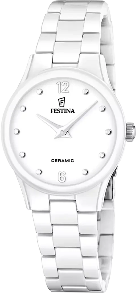 Наручные часы женские Festina F20751/1 Ceramic с керамическим корпусом WR 30 м и белым циферблатом