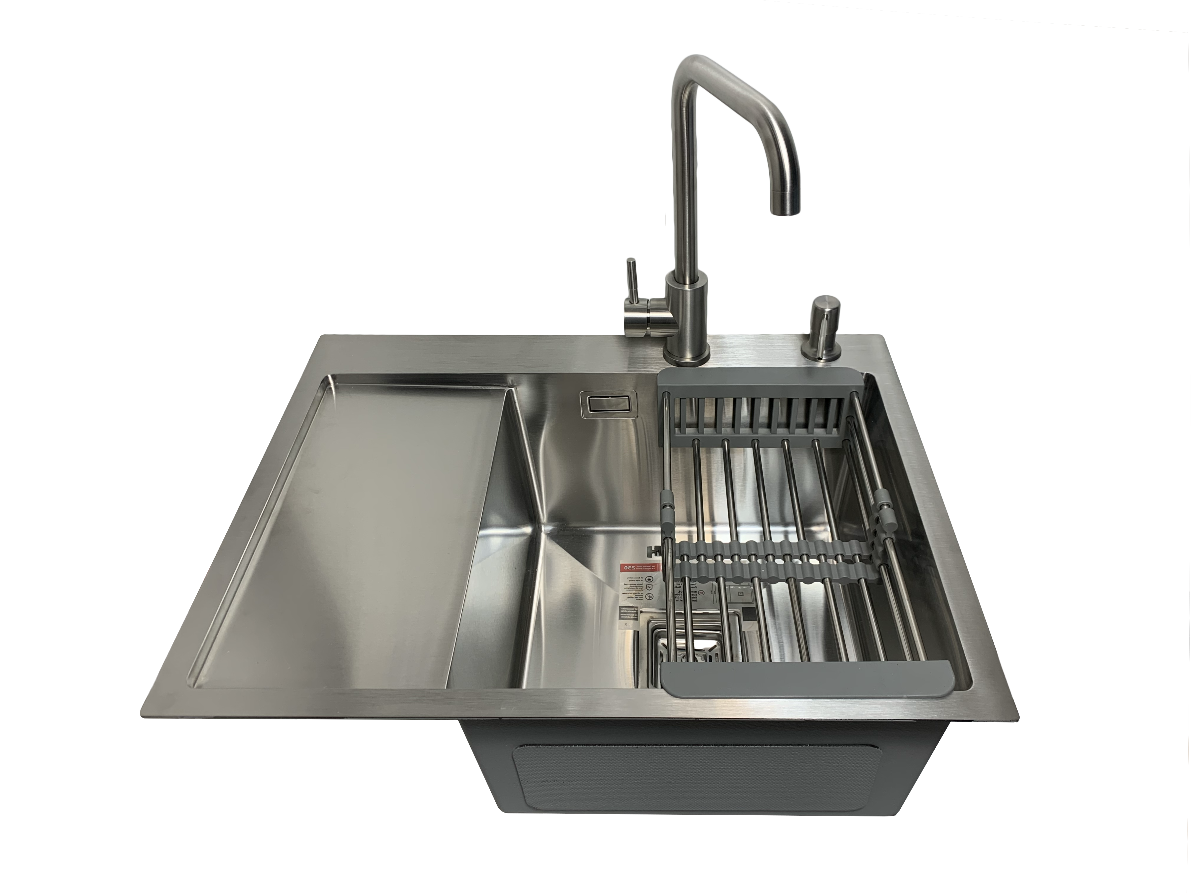 Мойка кухонная Platinum Handmade 65х50 см чаша справа/смеситель/дозатор/лоток (14023776)