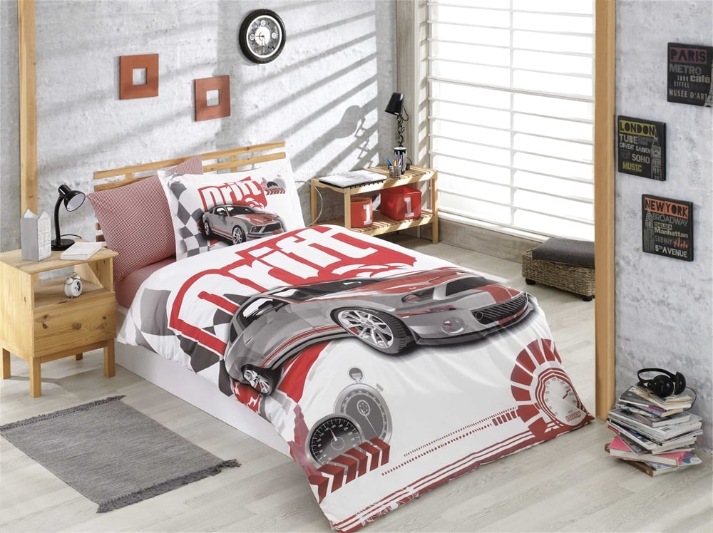 Комплект постельного белья Hobby Poplin Drift 160х220 см/1х50х70 Красный