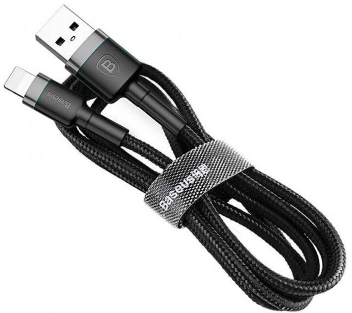 Кабель BASEUS Cafule USB For iP 2,4A 1 м Grey/Black (CALKLF-BG1) - фото 1