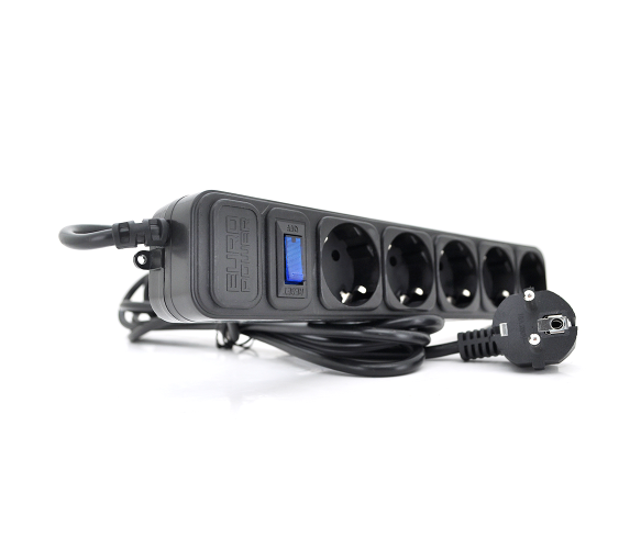 Подовжувач мережевий Europower EPB518 220V 2kW на 5 розеток 1,8 м Black (EPB518)